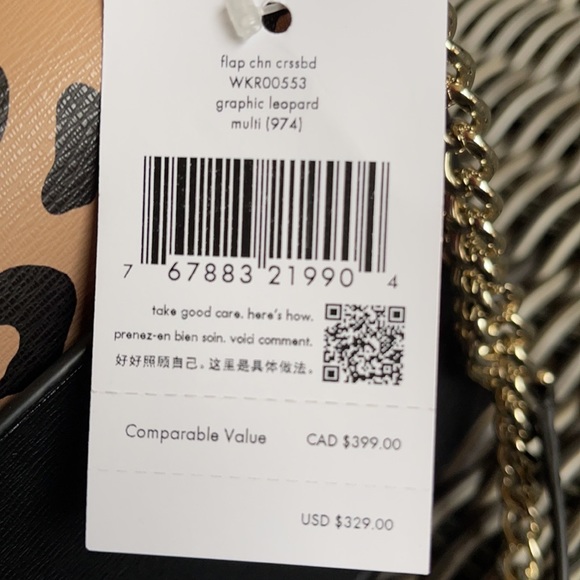Kate Spade NY remi graphic leopard print pattern flap chain crossbody - Picture 5 of 16